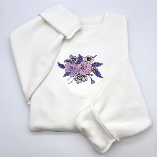 Organic Embroidered Sweatshirt - 'I Can Buy Myself Flowers' - New Design