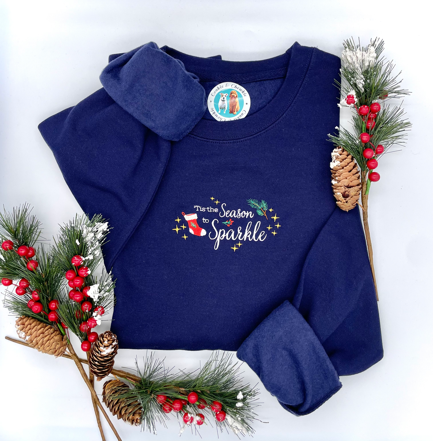 Embroidered Sweatshirt - 'Tis the Season to Sparkle'